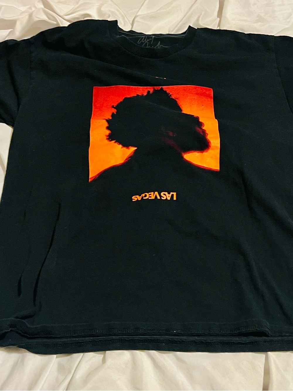 The Weeknd Black Graphic Wall Art Print - Orange Silhouette T Shirt L